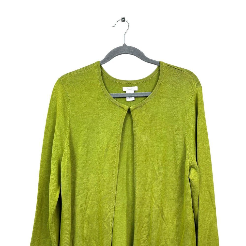 Marshall Fields Womens Silk Cardigan Sweater Round Neck Open Front Green Sz XL* - Picture 2 of 5